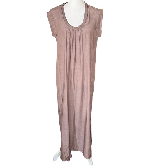 Matta Dresses & Skirts - Matta Women's Brown Cotton Silk Eyelet Back Sleeveless Maxi Shift Dress Large